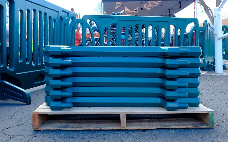 stack of plastic safety barriers
