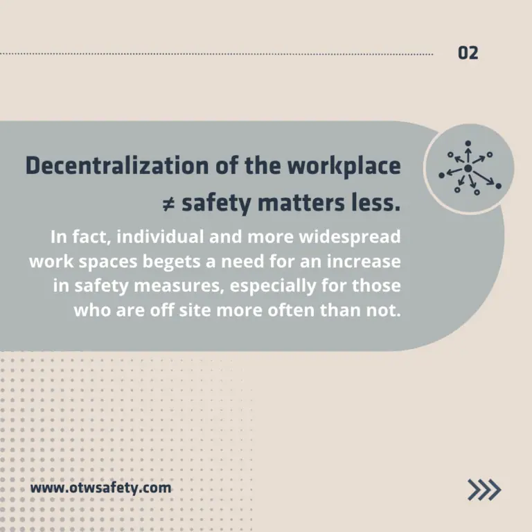 Decentralization of the workplace ≠ safety matters less. 