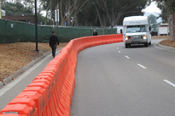 JSS LCD TL3 Traffic Barricade in OSHA Orange Roadway Use at UC San Diego