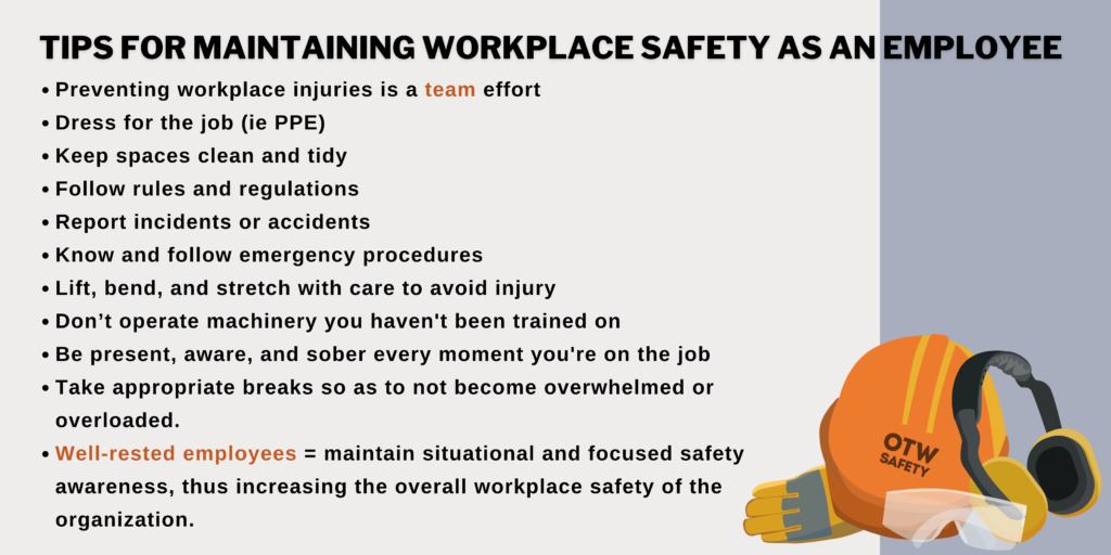 Tips for maintaining workplace safety graphic