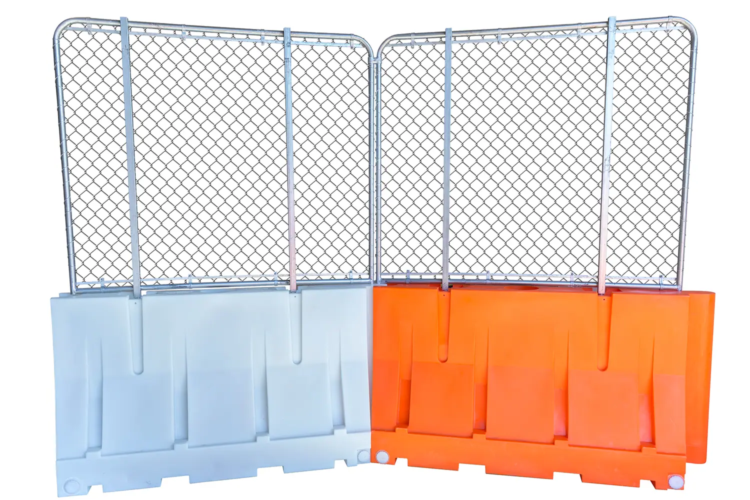 barricade fence panel integrates with OTW construction barricades to create a secure perimeter