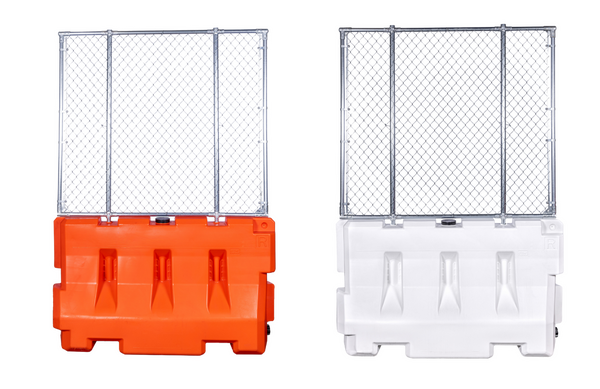 Barricade Fence Panel with orange and white OTW jersey shape LCD barricades