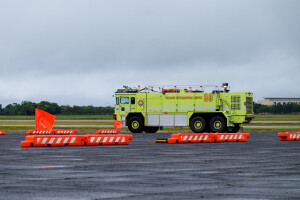 OTW Safety AR10 low profile airport barricades at Utah airport construction zone