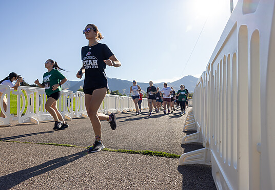 OTW Safety white billboard barricades used at Flutie 5K to line the finish line