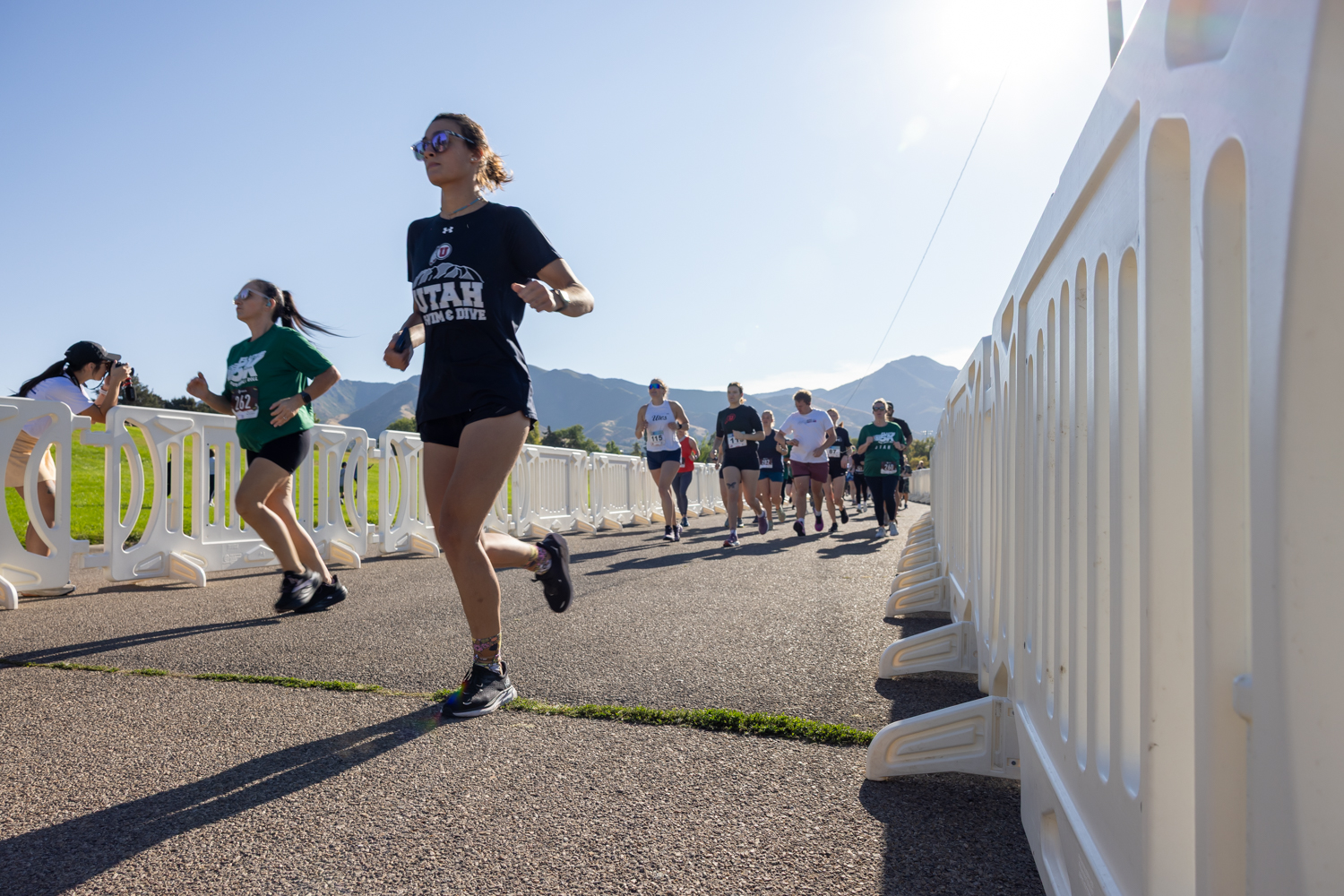 OTW Safety white billboard barricades used at Flutie 5K to line the finish line
