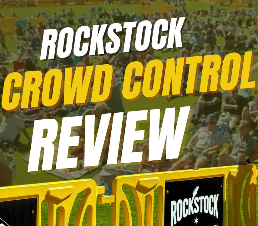 Review of OTW Safety billboard barricades at RockStock concert tour for temporary large stadium crowd control fencing.