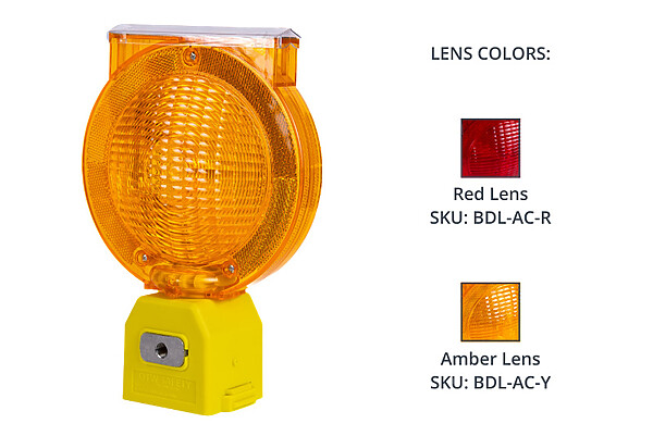 This photo shows our new Bi-Directional Hazard Light, and notes that it is available in Amber Yellow and Red