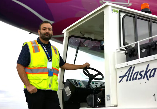 Photo by Aviation Pros. Pictured is Mehdi Jnah, Director of Ground Support Equipment at Alaska Airlines, proposed bringing in a technology used successfully in the over-the-road trucking industry to monitor and coach driver behavior in real time on the ramp.