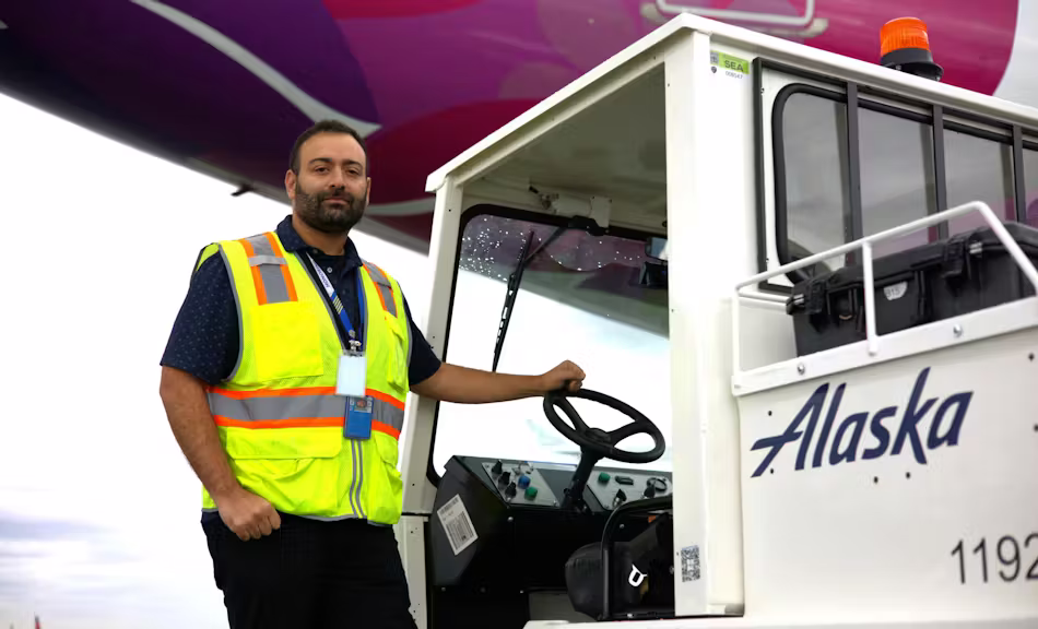 Photo by Aviation Pros. Pictured is Mehdi Jnah, Director of Ground Support Equipment at Alaska Airlines, proposed bringing in a technology used successfully in the over-the-road trucking industry to monitor and coach driver behavior in real time on the ramp.